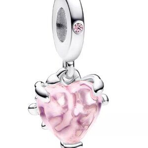 New Pandora Pink Heart Dangle Family Tree Charm Bead